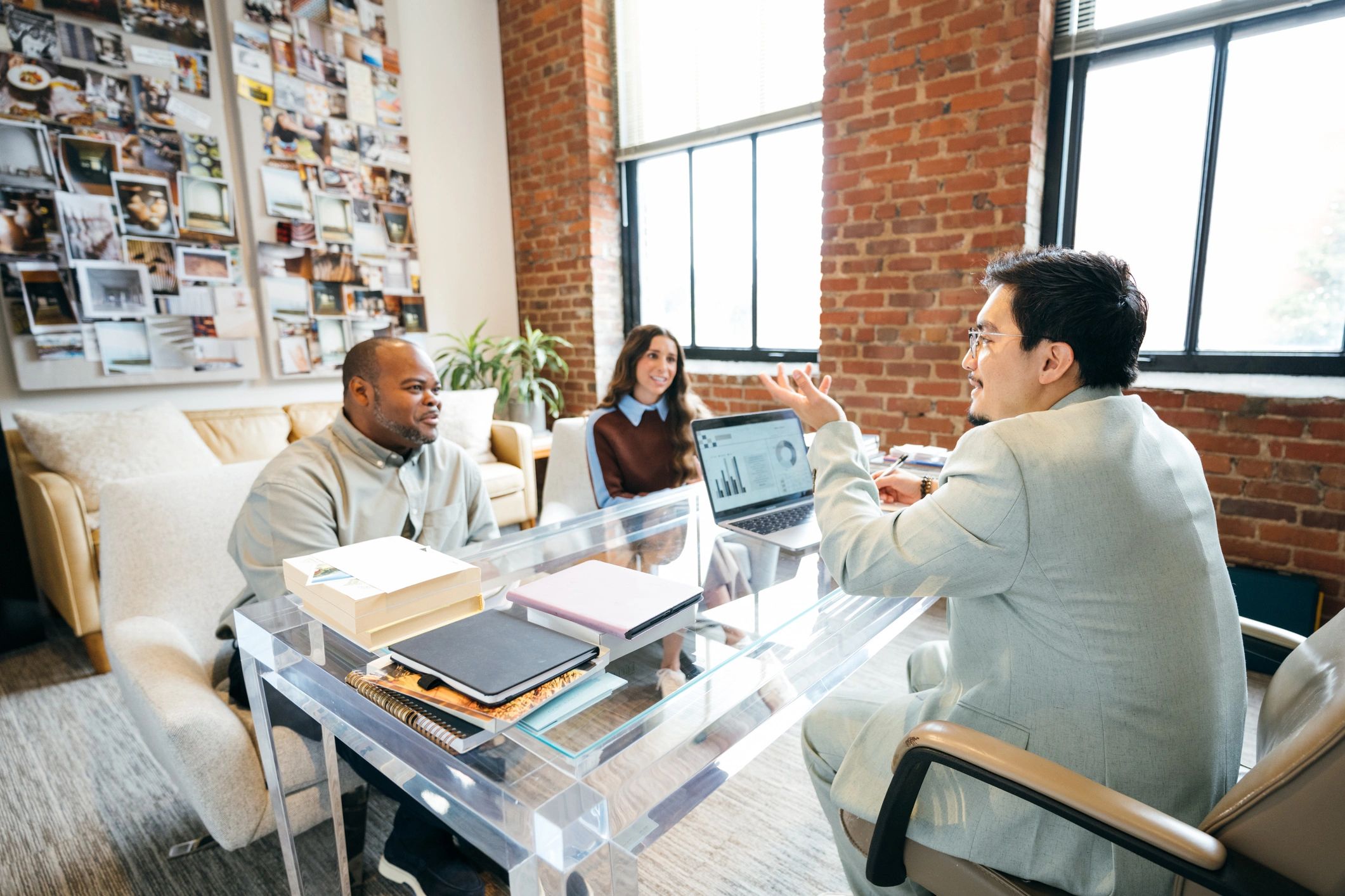 Financial advisor meeting with small business clients