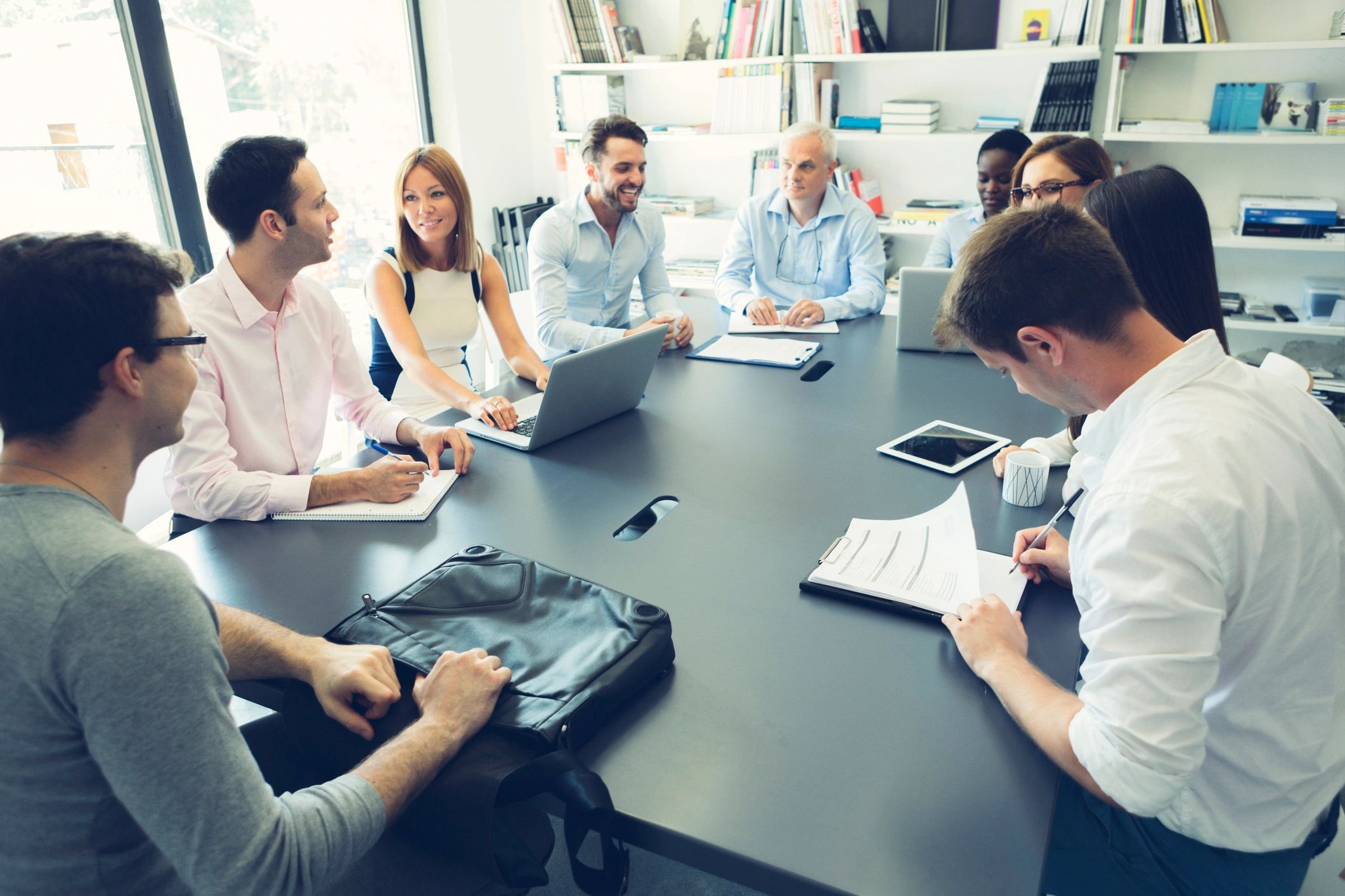 Accounting team meeting in a professional office